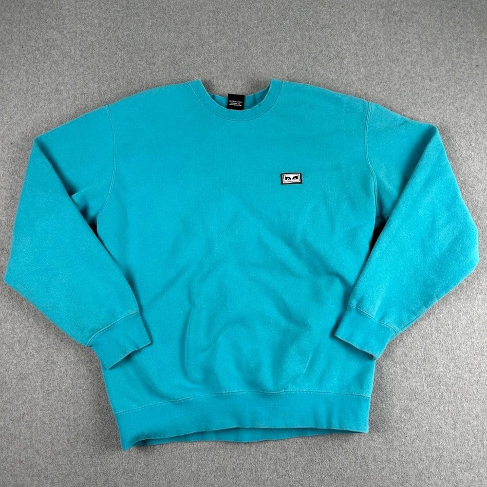 Obey Mens Teal Crewneck Sweatshirt Embroidered Eyes Logo Size‎ Medium Streetwear